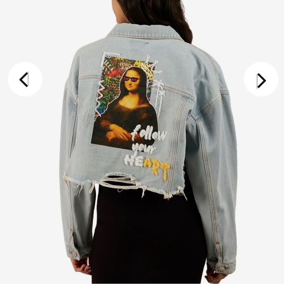 Trio Urban Jackets & Blazers - NWT • Trio Urban • Mona Lisa Heart Denim Crop Jacket • 200016-DNBLU • S/M • 😍